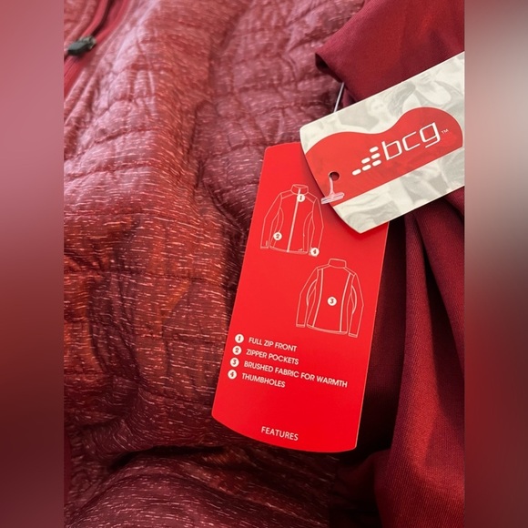 NWT BCG Women’s Red Training Quilted FZ Jacket Full Zip Long Sleeve; Size L - Picture 7 of 11